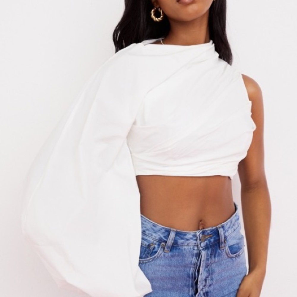 I.S.O. - House of CB Arta White Cotton Cropped Top